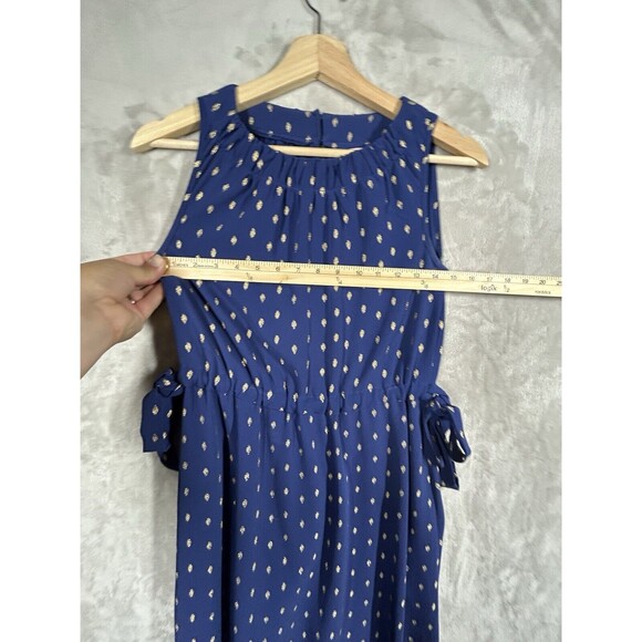Juicy Couture Navy & Gold Polka Dots Tie Sides High Neck Dress Women’s XS - Picture 2 of 11